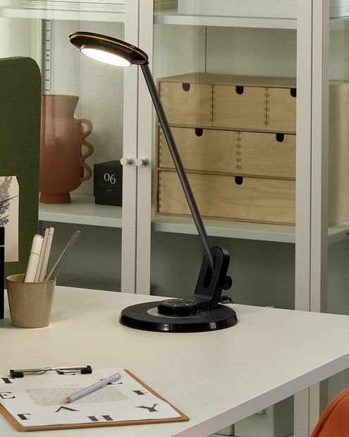 Stolní lampa Cathleen (stříbrná + černá)