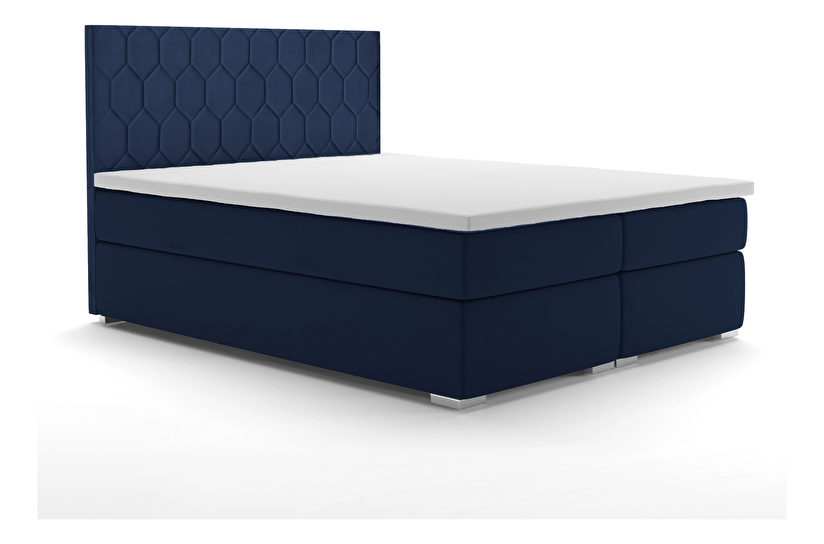 Boxspring postel 140 cm Piranno (tmavě modrá velvet) (s úložným prostorem)