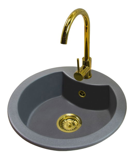 Kuchyňský dřez Mellusa (šedá) (bez otvoru pro baterii)