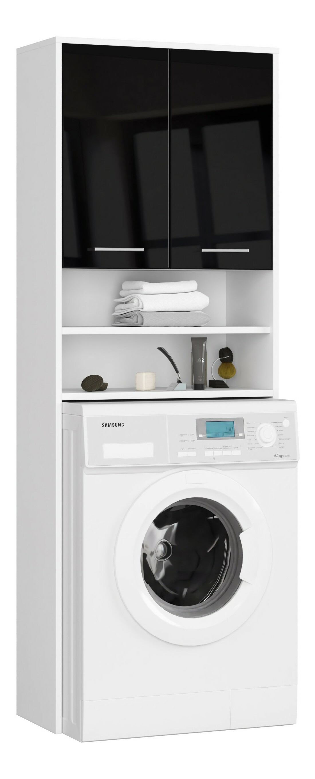Skříňka na pračku Farid TYP5 (bílá + černý lesk)