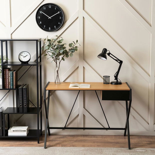 Psací stolek Mecanico (dub zlatý + černá)