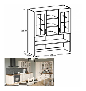 Kuchyňská vitrína (nadstavba) Regnar K120