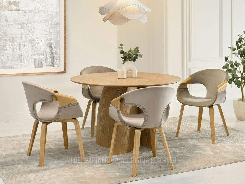 Jídelní židle Kwasniewski (béžová + dub)