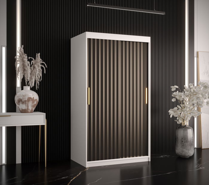 Šatní skříň 100 cm Riana Wa 1 100 (bílá matná + černá matná)