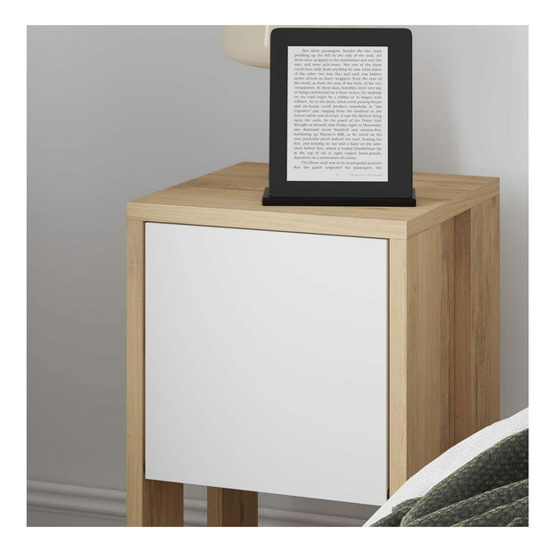 Noční stolek Emmi (dub safírový + bílá)