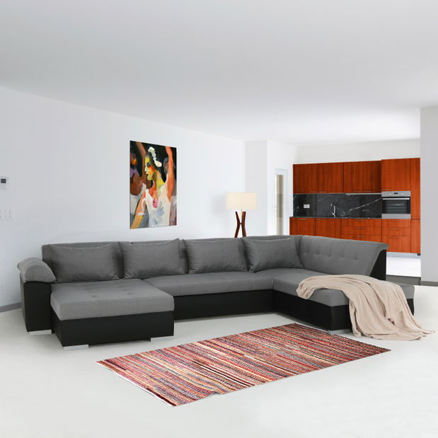 Rohová sedačka U Lemon U (černá + světle šedá) (P)