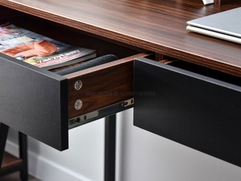 PC stolek Richiel (ořech tmavý + černá)