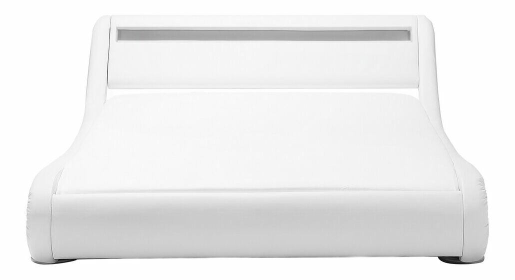 Manželská postel 140 cm AVENUE (s roštem a LED osvětlením) (bílá)