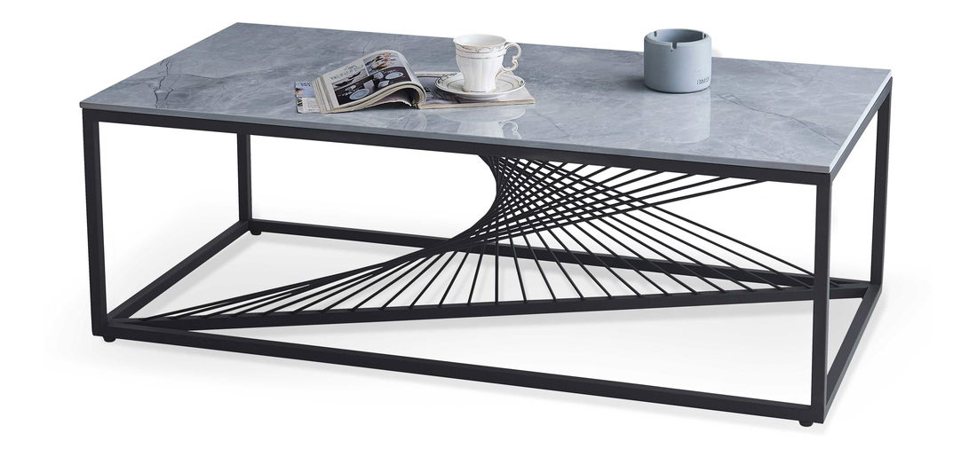 Konferenční stolek Isaias (šedý mramor + černá)