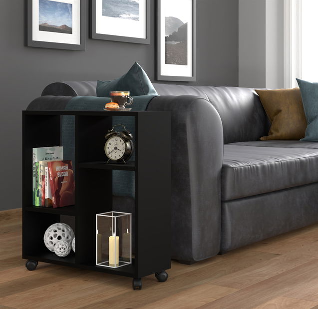 Příruční stolek na kolečkách Tros 2 (černá)