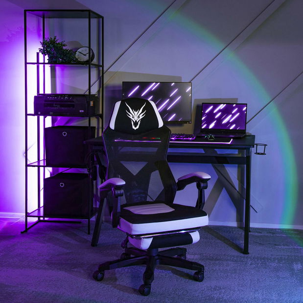 Herní křeslo Brodel (černá + bílá)