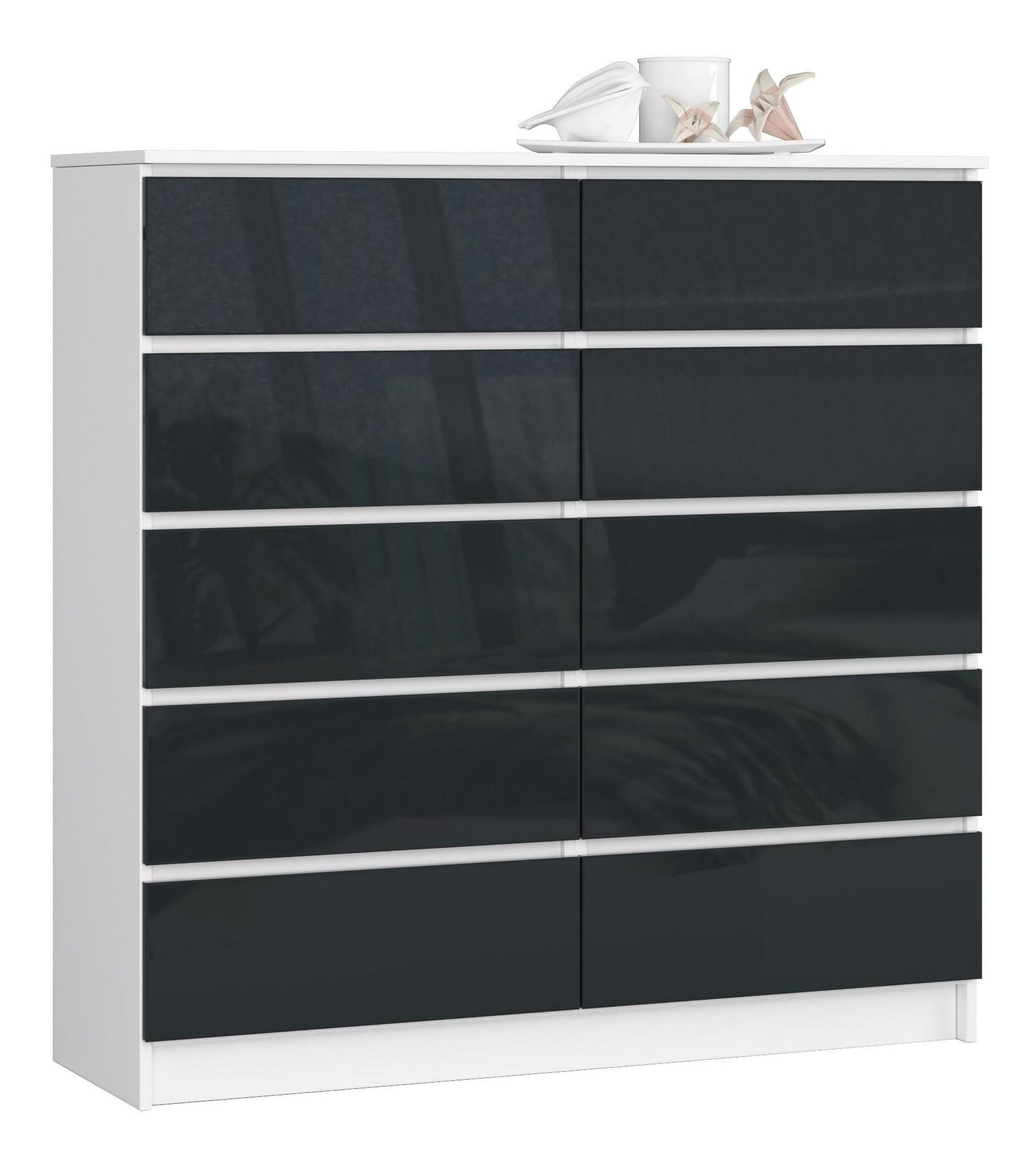 Komoda Kapil III (bílá + lesk grafit)