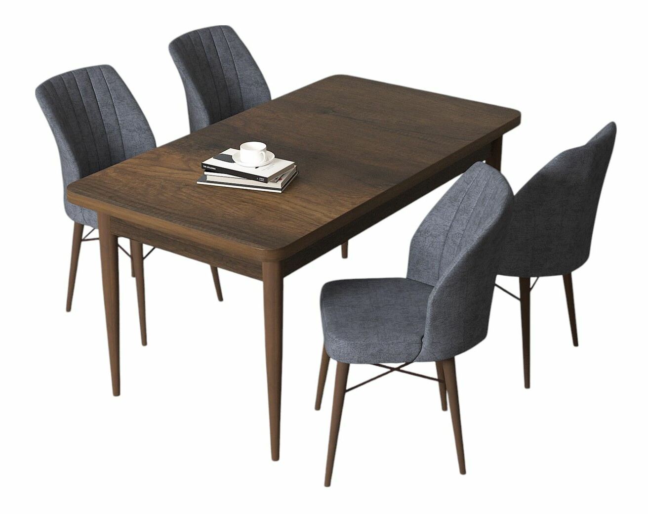 Jídelní set Arpo (ořech barokní + kouřová) (pro 4 osoby)