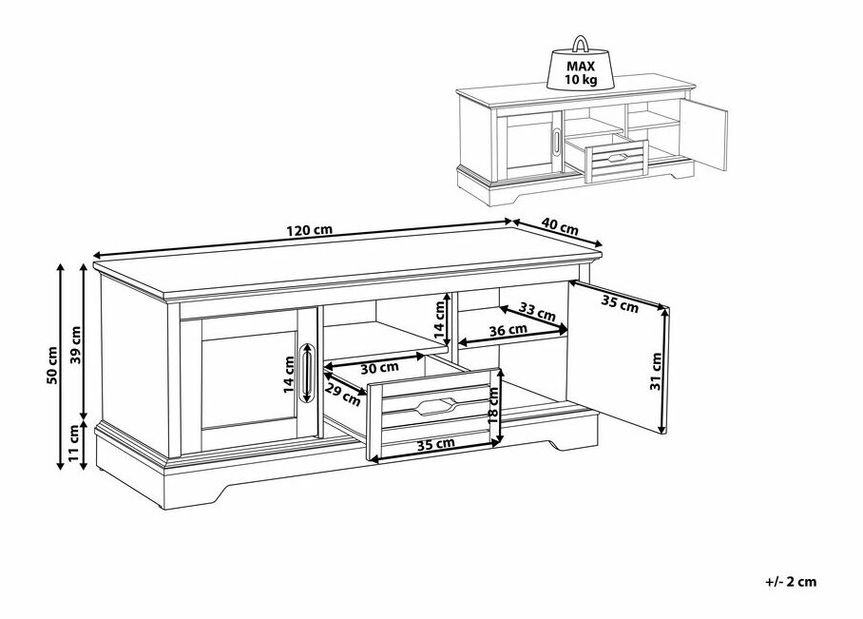 TV stolek/skříňka Gosford (tmavě šedá)