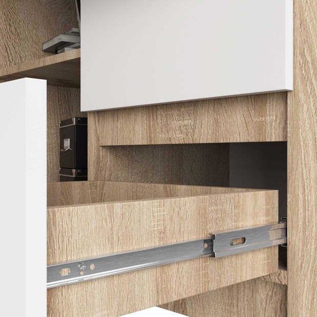 Rohový PC stolek Bodhi (dub sonoma + bílá) (P) *výprodej