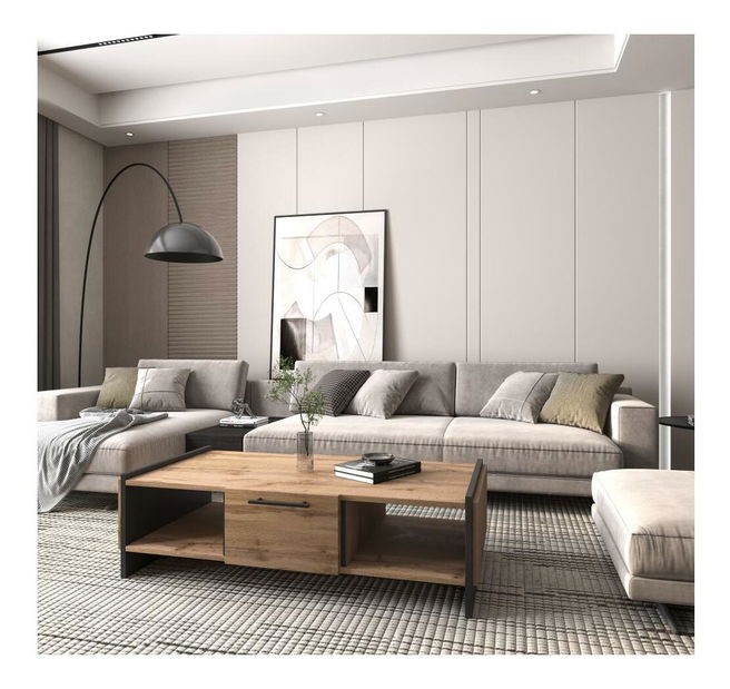 Konferenční stolek Actualmente (dub wotan + černá)