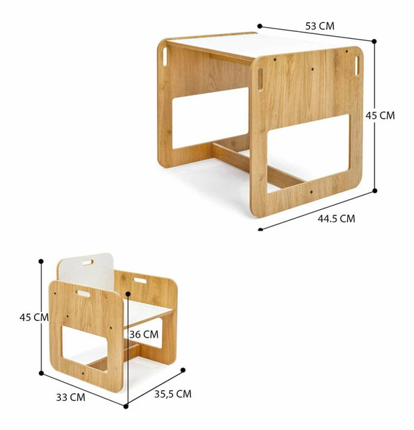  Set dětský stolek a židle Durumo (bílá + naturální)