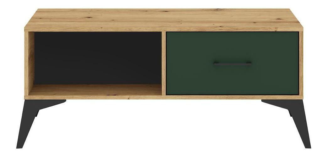 Konferenční stolek Luvonut LU8 (dub artisan + tmavě zelená + černá) *výprodej