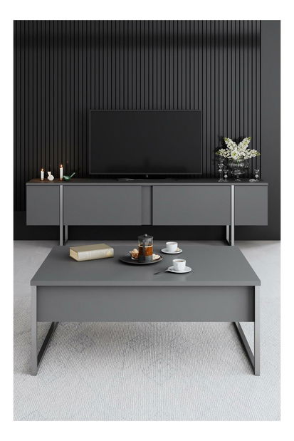 TV stolek/skříňka Luna (antracit + stříbrná) *bazar