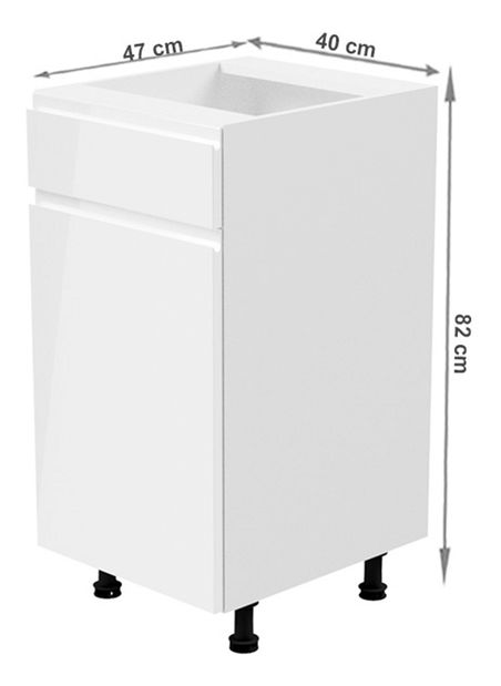 Dolní kuchyňská skříňka D40S14 Aurellia (bílá + lesk bílý) (L)