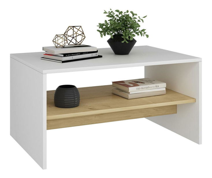 Konferenční stolek Tamona (bílá + dub safírový)