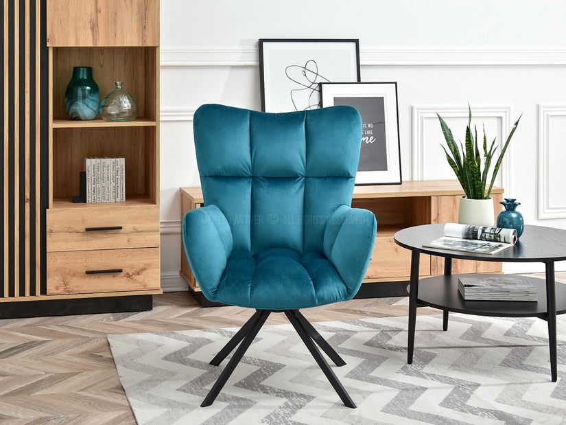 Křeslo Kikino (tyrkysová + černá)