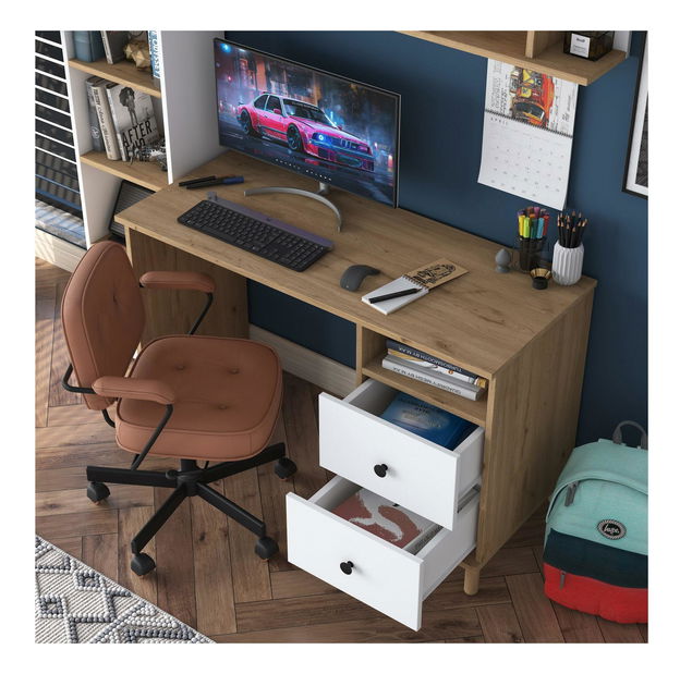 PC stolek Haiti 115 (ořech + bílá)