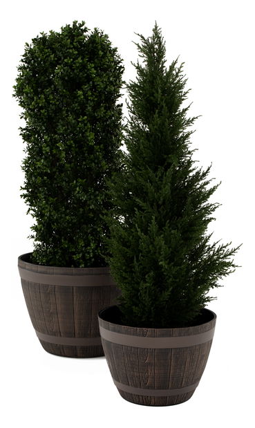 Plastový květináč Montreal Typ 2 (šedohnědý + vzor dřevo)