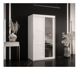 Šatní skříň Riven 2 100 (bílá matná) (se zrcadlem)