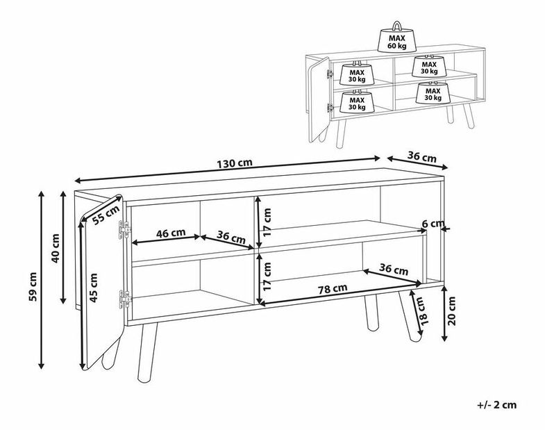 TV stolek/skříňka Whoopi (světlé dřevo)