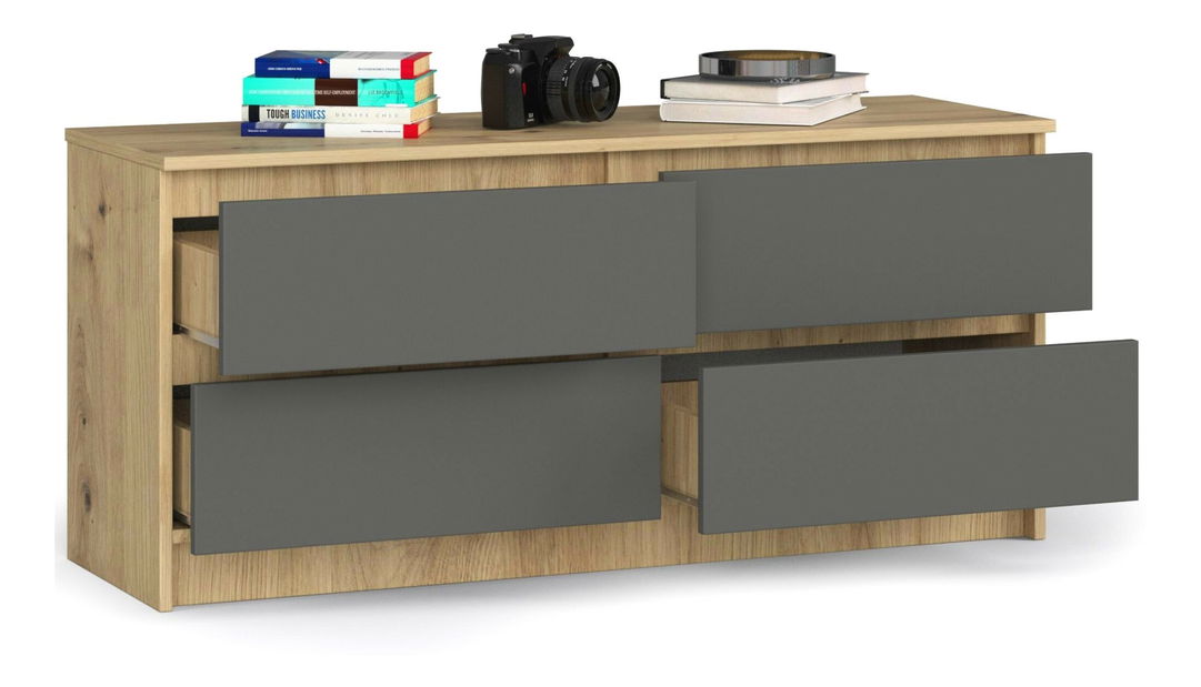 Komoda Kapil IV (dub artisan + šedá)