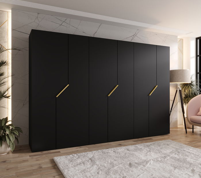 Šatní skříň Alaris 1 300 (černá + zlatá)