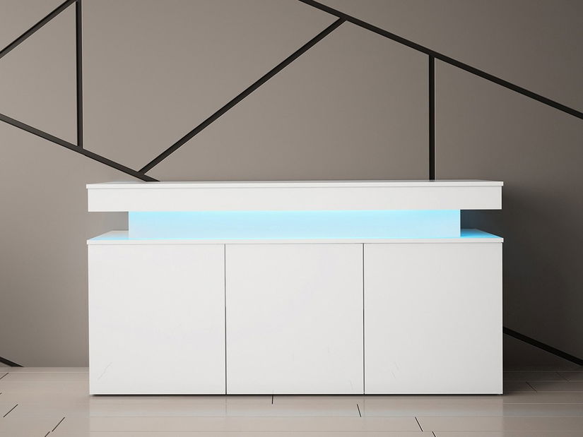 Skříňka Lesteralo 3D 160 (bílá + lesk bílý) (s LED osvětlením) *výprodej