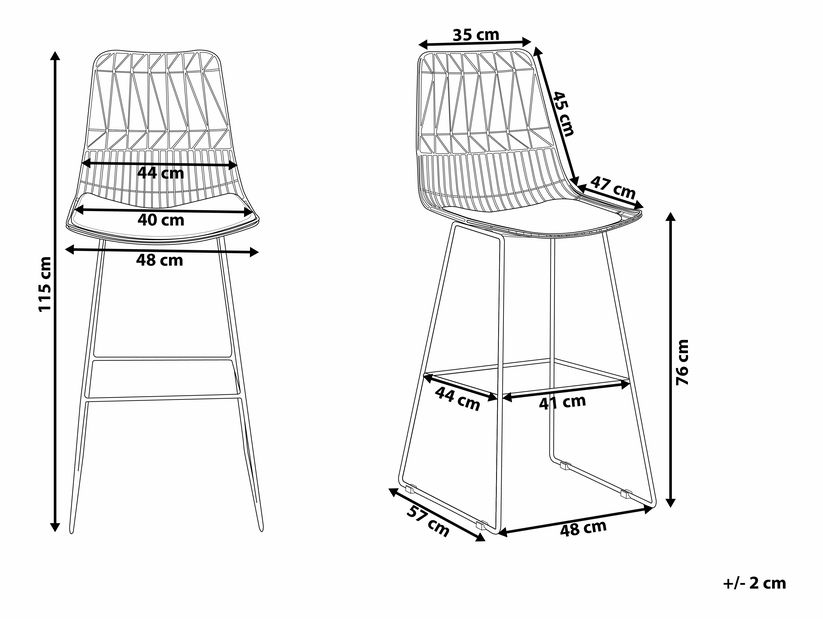 Set 2ks. barových židlí Pesto (stříbrná)