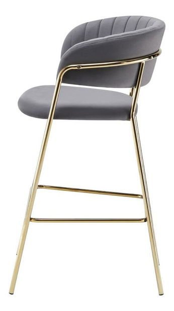 Barová židle Dasmona 2 (šedohnědá + gold chrom zlatý)