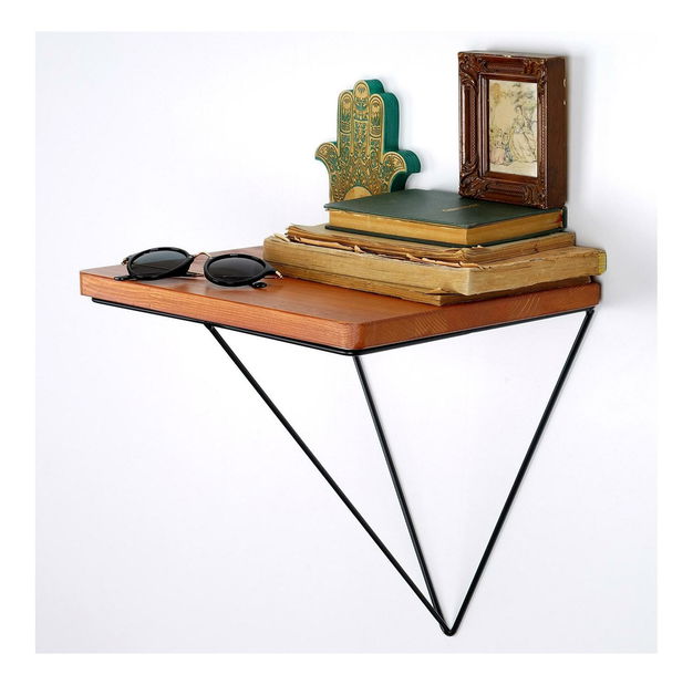 Dekorativní nástěnná police Duvelo 7 (ořech + černá)