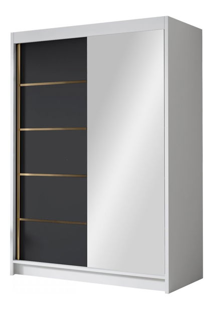 Šatní skříň s posuvnými dveřmi Varentona III 120 (kašmír + zlatá) (se zrcadlem)