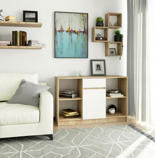 Komoda Briar (dub sonoma + bílá)