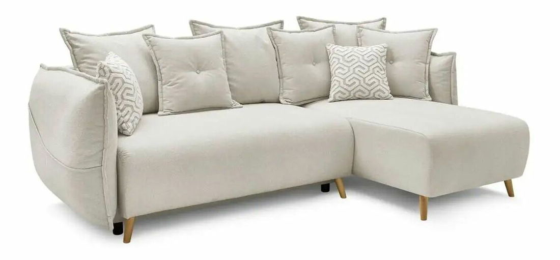Rohová sedačka Puffyna (krémová) (L)