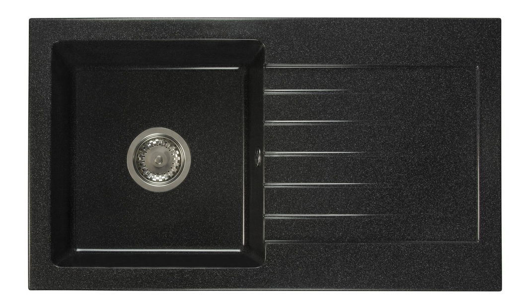 Kuchyňský dřez Lemmion (černá + textura) (se 3 otvory pro baterii) (P)