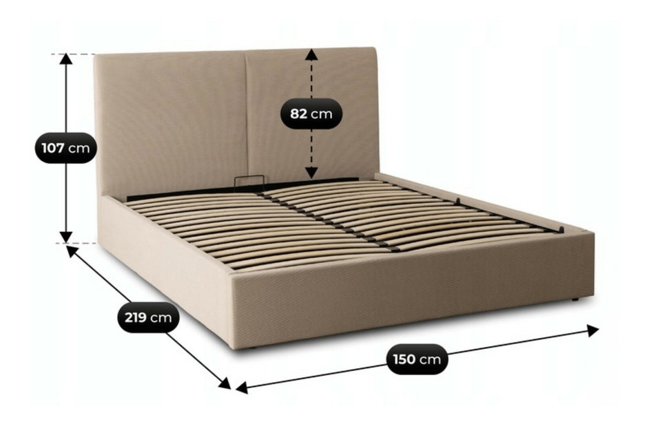 Manželská postel 140 cm Marsel 140 (béžová) (s roštem) (s úl. prostorem)