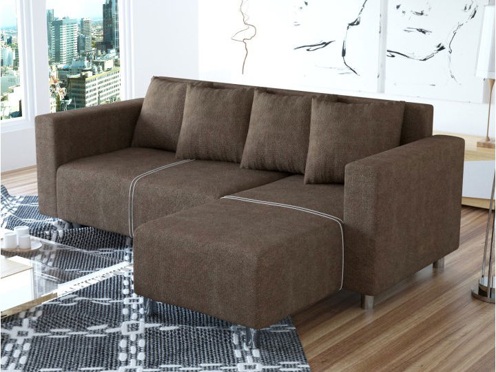 Rohová sedací souprava Deno (hnědá) (P)