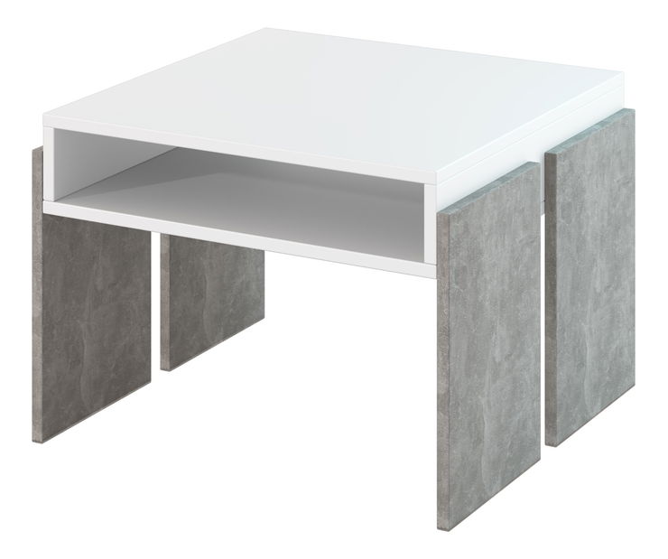 Konferenční stolek Ramea (bílá + kámen)