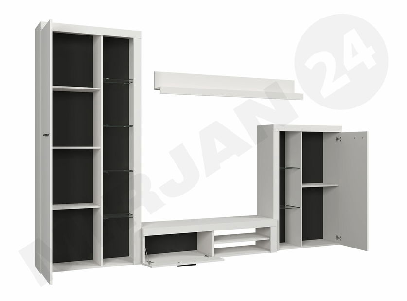 Obývací stěna Rokara (s komodou) (bílá) (bez osvětlení)