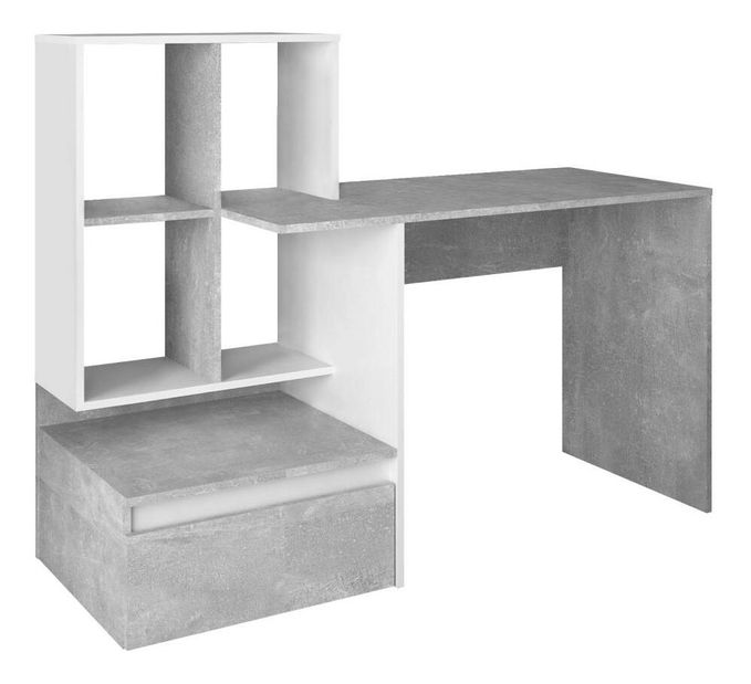 PC stolek Nacio (beton + bílá)