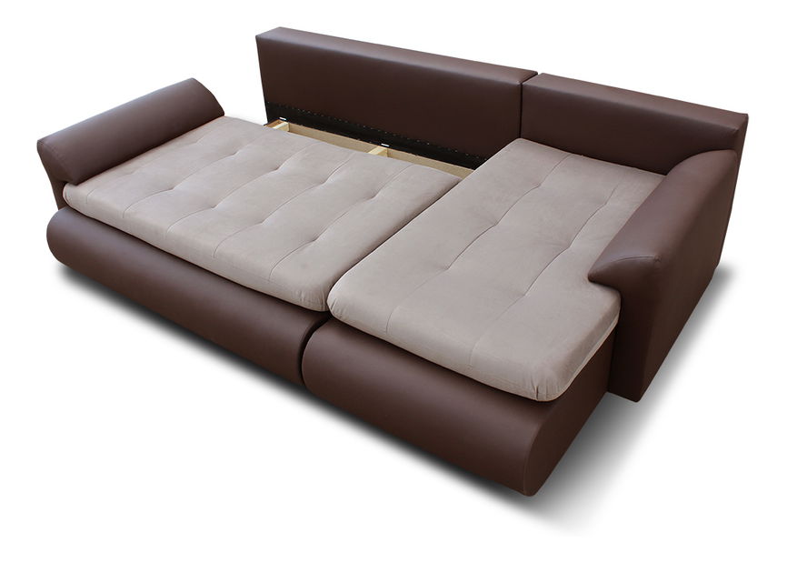 Rohová sedací souprava Santorino (bílá + tmavě hnědá) (P)