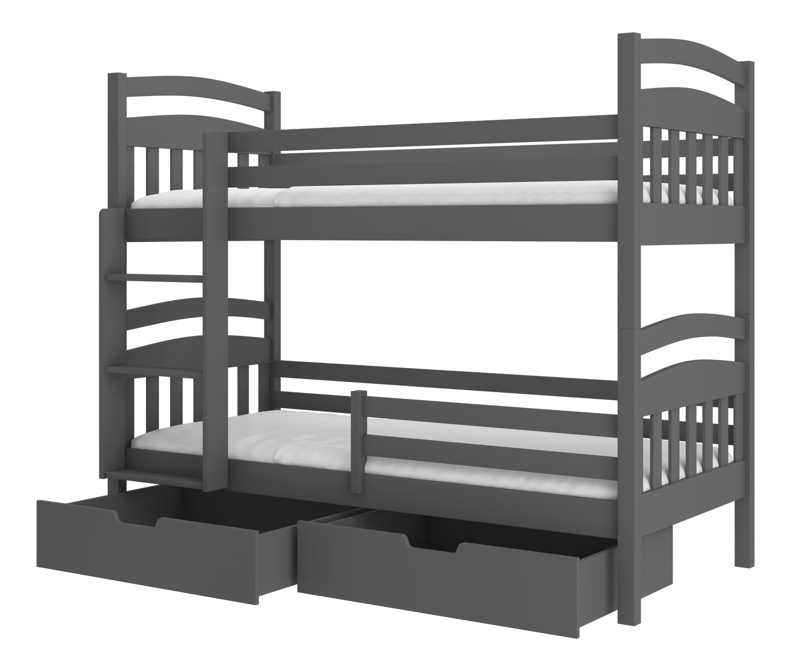 Patrová dětská postel 180x80 cm Adriana (s roštem a matrací) (grafit)