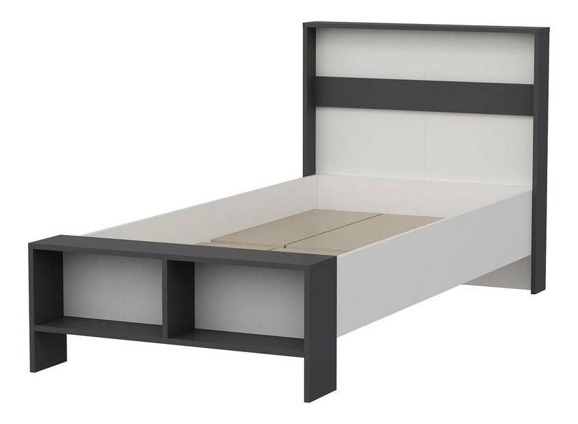 Jednolůžková postel 90 cm Live (antracit + bílá)