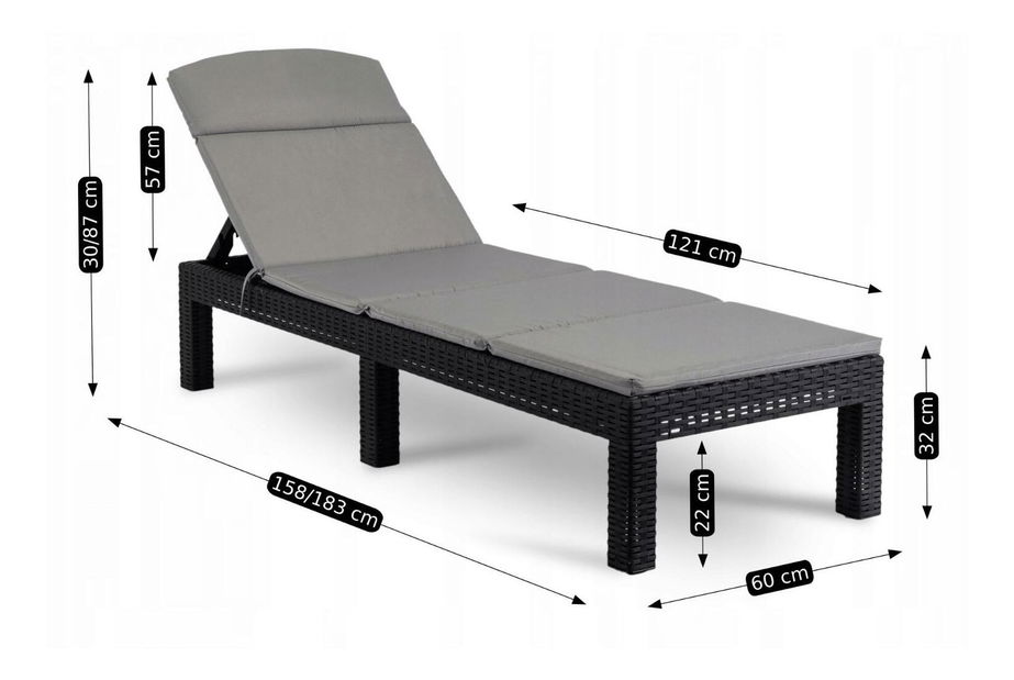 Zahradní lehátko Logro (černá)