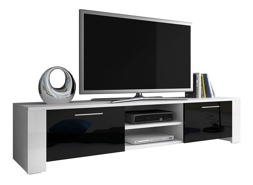 TV skříňka/stolek Clea IX (bílá + černá lesklá)